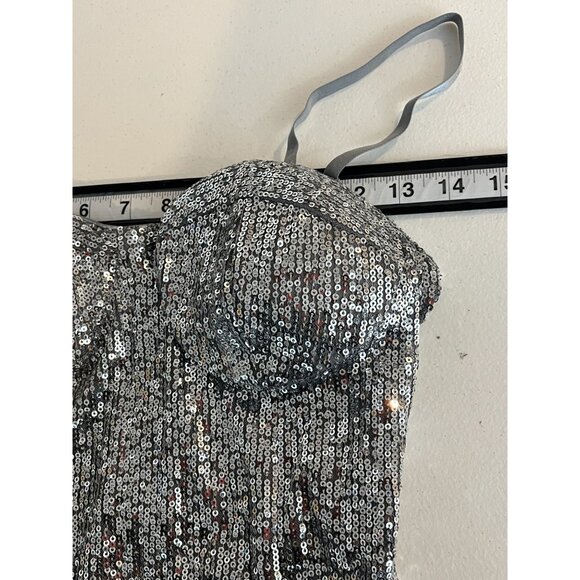 Silver Sequin Mini Dress | As U Wish | Medium | Holiday Party Glam - Picture 6 of 10